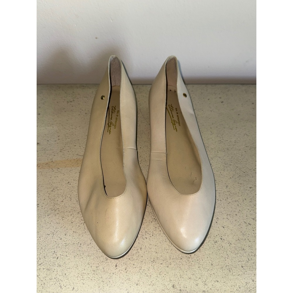 Vintage Etienne Aigner Cream Leather Ballet Flats Low Heel 8.5N 7245 Brazil